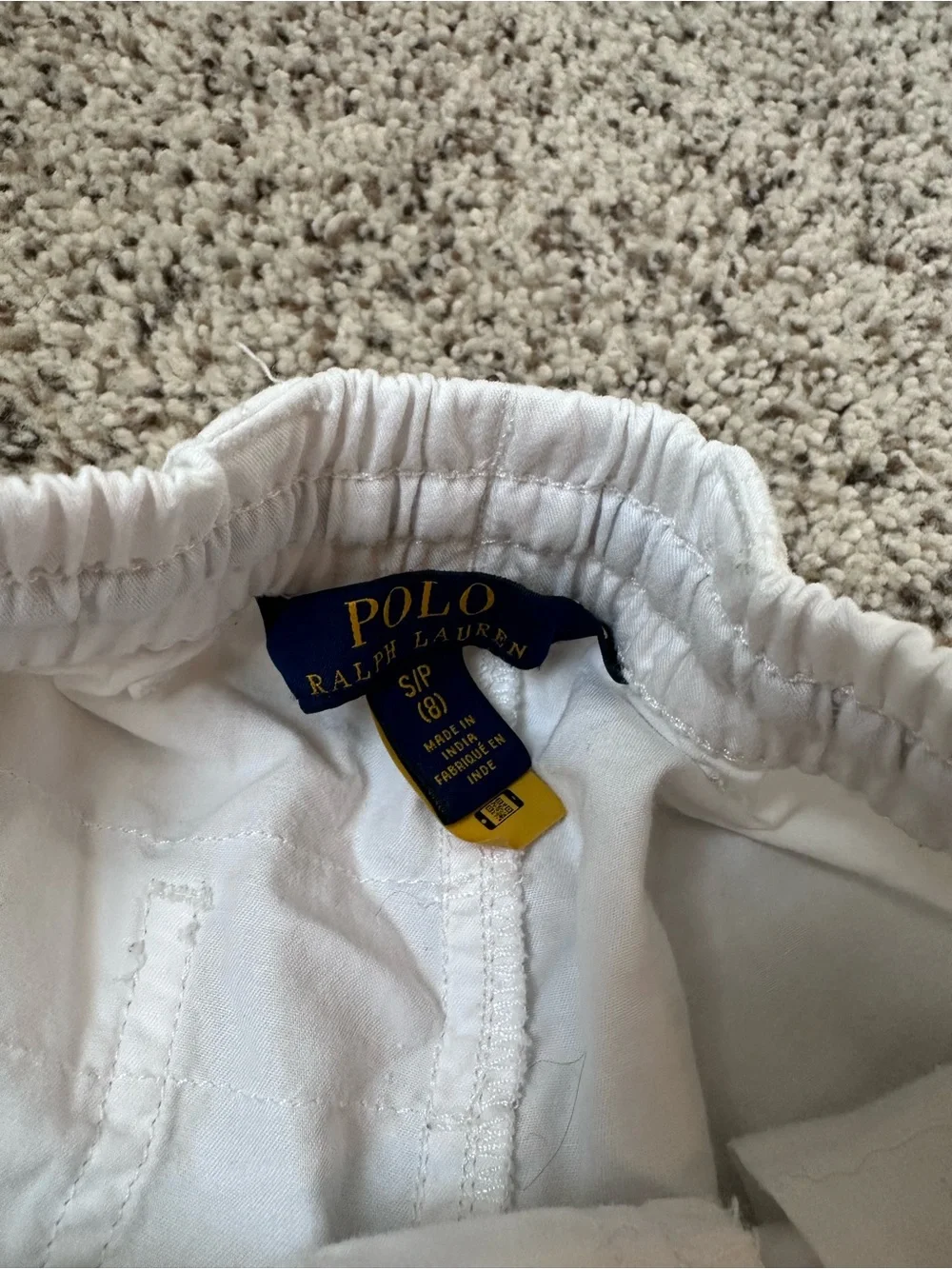 White Ralph Lauren Polo Style Swim Shorts with Navy Logo size 8